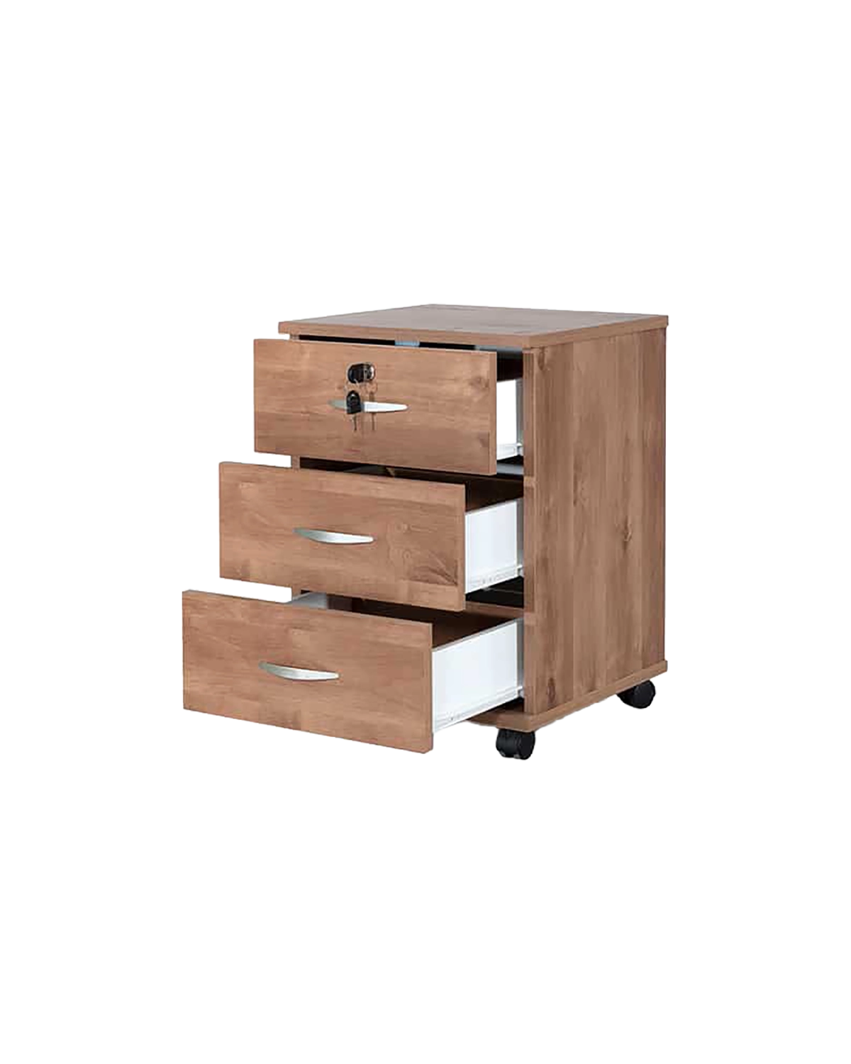 שידה 3 מגירות עם גלגלים בצבע שיטה - דגם נועם