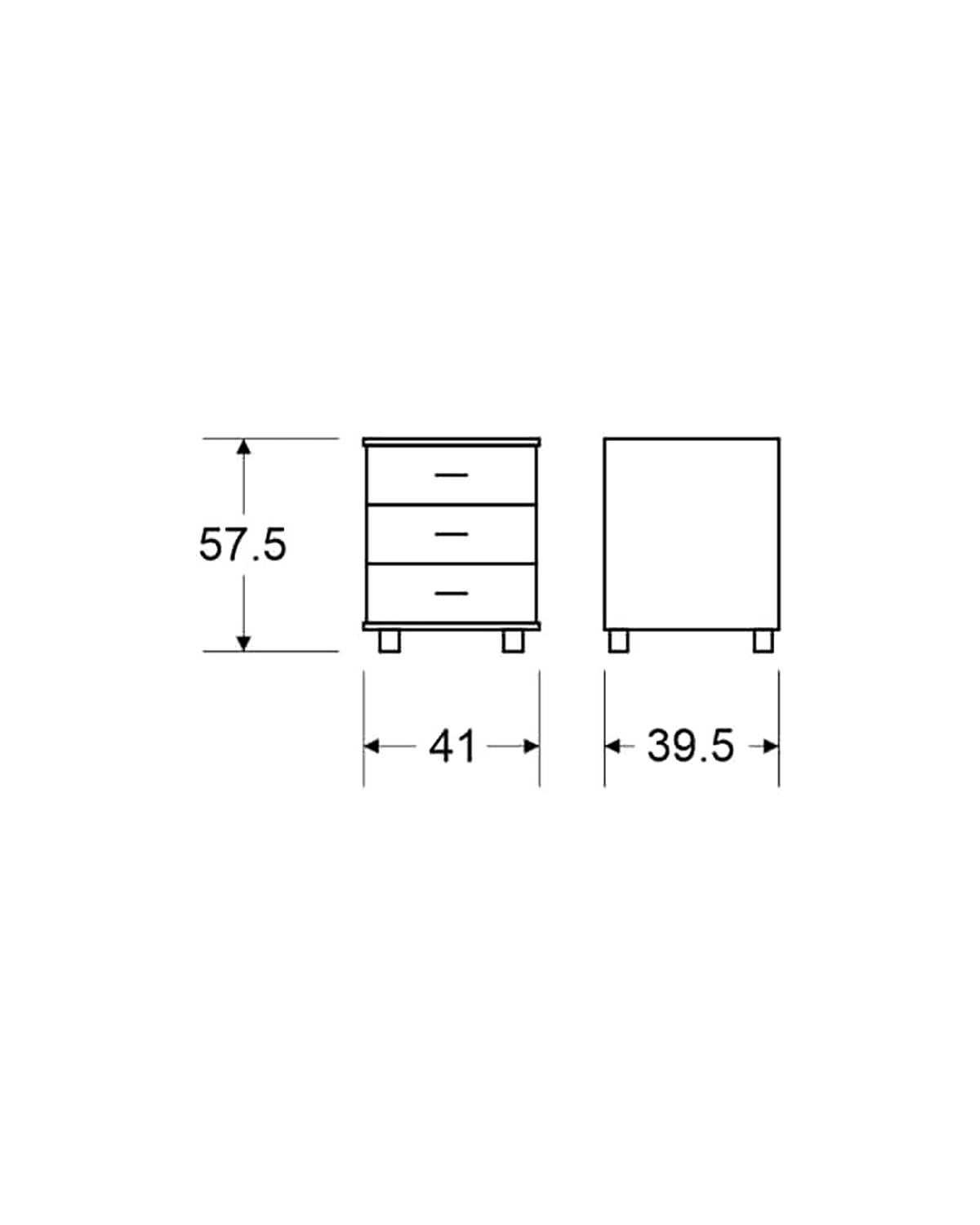 שידה 3 מגירות עם גלגלים - דגם נועם