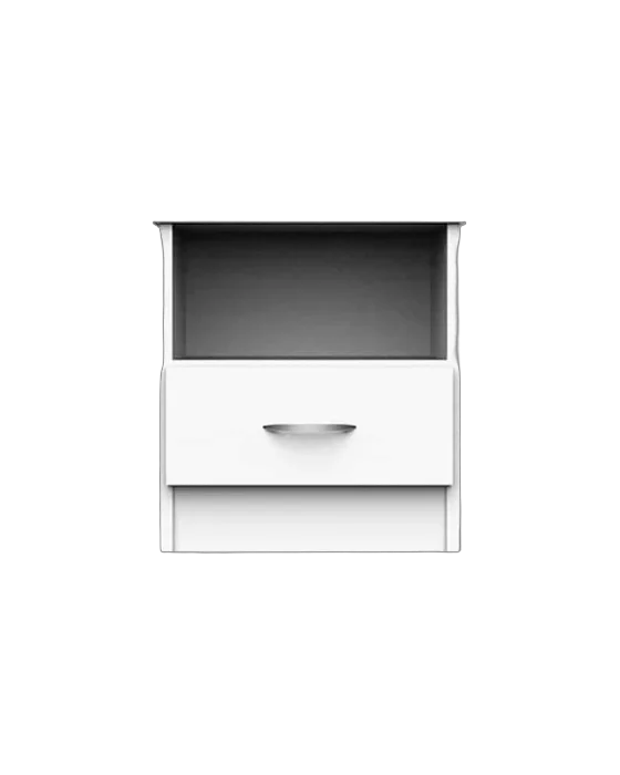 שידת לילה מגירה תחתונה וחלל אחסון פתח רחב צבע לבן - דגם אלה