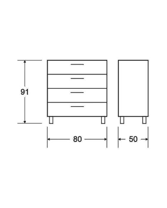 שידה 4 מגירות צבע לבן - דגם לירון