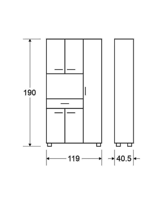 ארונית מיקרוגל 5 דלתות ומגירה נשלפת צבע לבן - דגם עינב
