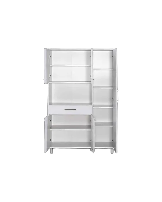 ארונית מיקרוגל 5 דלתות ומגירה נשלפת צבע לבן - דגם עינב