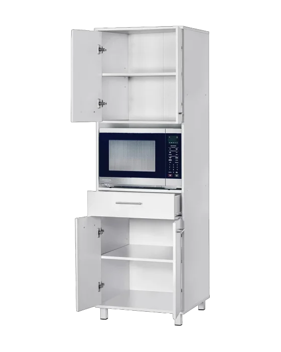 ארון מיקרוגל 4 דלתות ומגירה נשלפת צבע לבן - דגם כליל