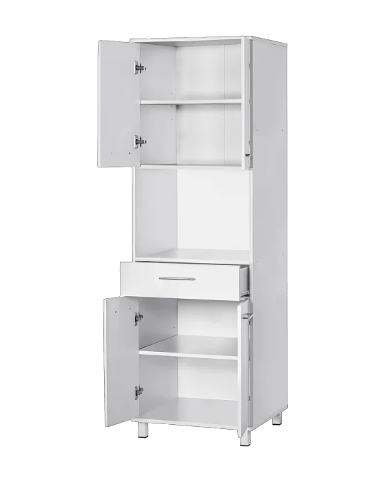 ארון מיקרוגל 4 דלתות ומגירה נשלפת צבע לבן - דגם כליל