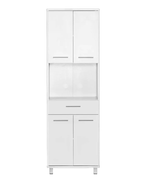 ארון מיקרוגל 4 דלתות ומגירה נשלפת צבע לבן - דגם כליל