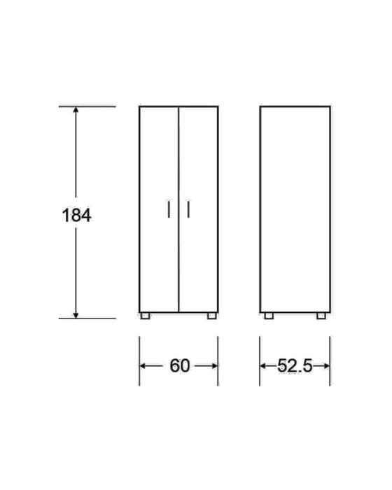 ארון צר 2 דלתות ארון עליון צבע לבן - דגם יהב
