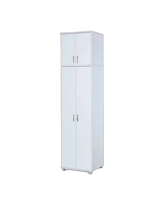 ארון צר וגבוה 2 דלתות ארון עליון צבע לבן - דגם יהב