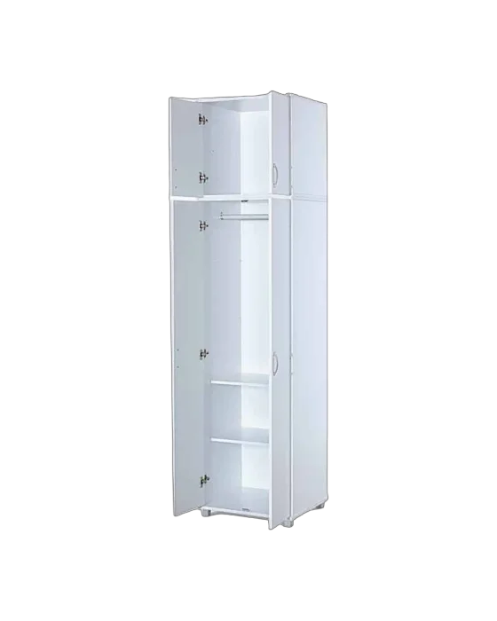 ארון צר וגבוה 2 דלתות ארון עליון צבע לבן - דגם יהב