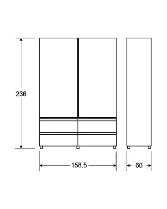 ארון 2 דלתות הזזה צבע לבן- דגם קורן